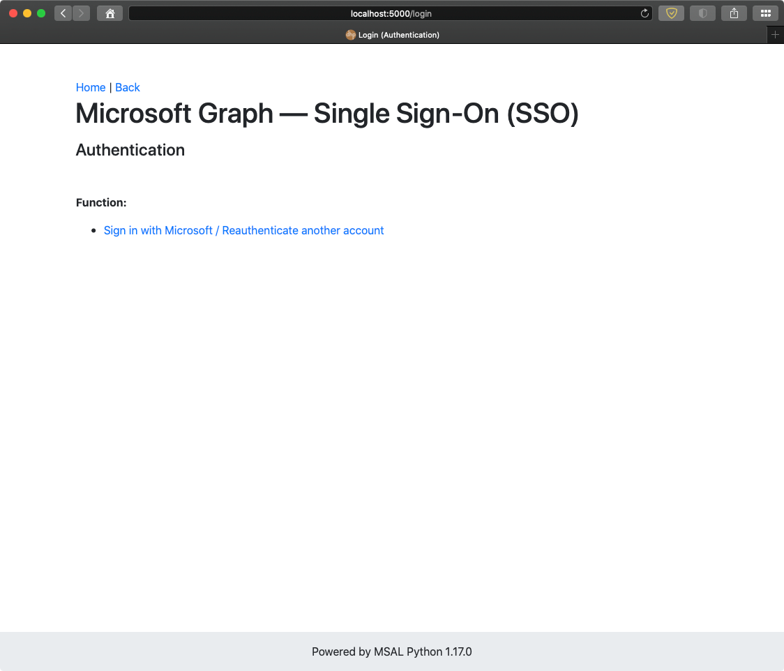 Fig. 2. Homepage of the demo Flask project for anonymous users