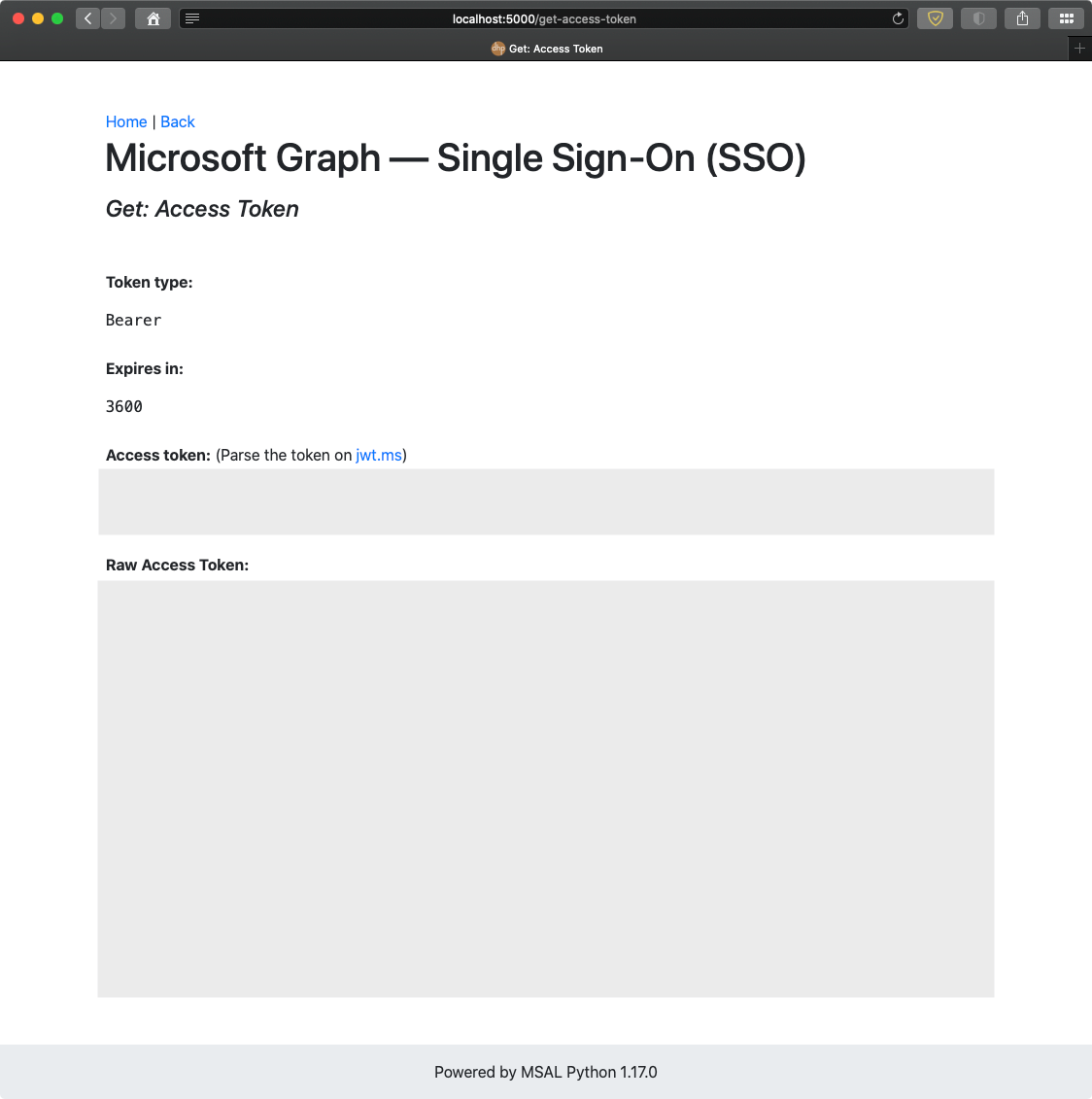 Fig. 7. Get and render the Access Token on a web page