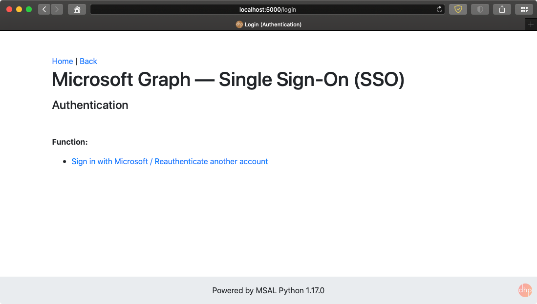 Fig 1. Index page of the demo program